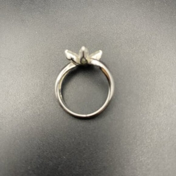 Sterling Silver CZ Flower Ring Marquise 925 Plumeria Daisy Size 6.5 April Bday - Picture 2 of 11